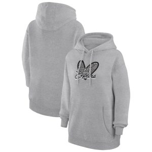 G III 4Her by Carl Banks Chic San Antonio Spurs Women's Heather Gray Leopard Heart Graphic Fleece Pullover Hoodie