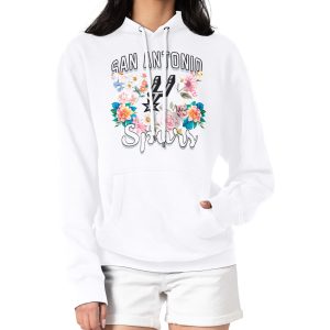 G III 4Her by Carl Banks San Antonio Spurs Women's White Flowers Team Logo Graphic Fleece Stylish Pullover Hoodie