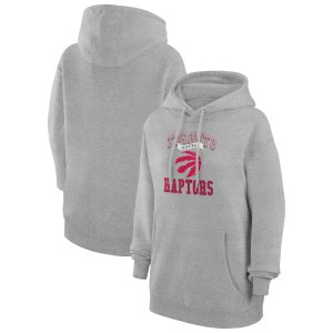 G III 4Her by Carl Trendy Banks Toronto Raptors Women's Heather Gray Graphic Fleece Pullover Hoodie