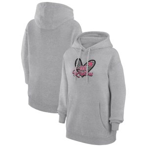 G III Elegant 4Her by Carl Banks Toronto Raptors Women's Heather Gray Leopard Heart Graphic Fleece Pullover Hoodie