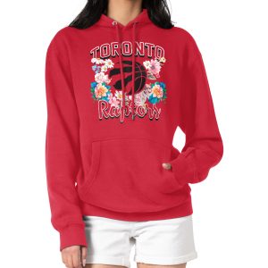 G III 4Her by Carl Banks Toronto Raptors Women's Red Flowers Team Logo Graphic Fleece Pullover Hoodie Elegant