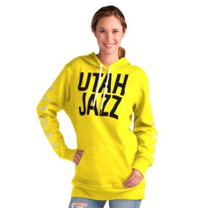 G III 4Her by Carl Banks Stylish Utah Jazz Women's Gold Base Coach Pullover Hoodie