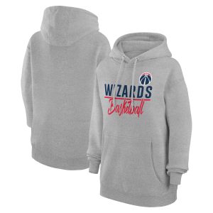 G III 4Her by Carl Banks Washington Wizards Women's Heather Gray Graphics Chic Fleece Pullover Hoodie