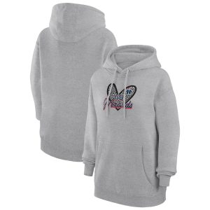 G III 4Her by Trendy Carl Banks Washington Wizards Women's Heather Gray Leopard Heart Graphic Fleece Pullover Hoodie