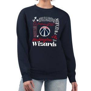 G III 4Her by Carl Banks Eye - catching Washington Wizards Women's Navy Collage Team Graphic Fleece Pullover Sweatshirt