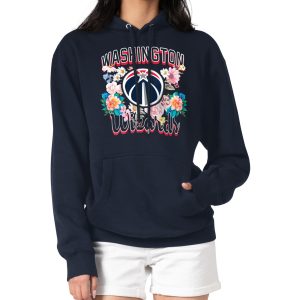 G III 4Her by Carl Banks Washington Wizards Women's Navy Elegant Flowers Team Logo Graphic Fleece Pullover Hoodie