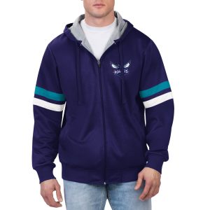 G III Sports by Carl Banks Charlotte Hornets Purple Unique Contender Full Zip Hoodie Jacket