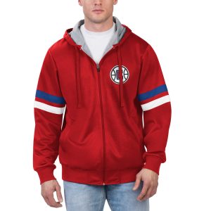 G III Sports by Carl Banks Eye - catching LA Clippers Red Contender Full Zip Hoodie Jacket