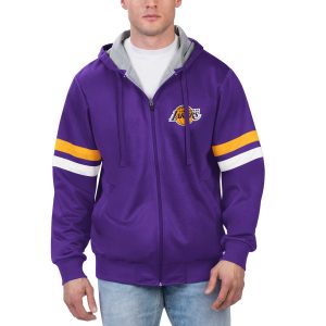 G III Sports by Carl Banks Los Angeles Stylish Lakers Purple Contender Full Zip Hoodie Jacket