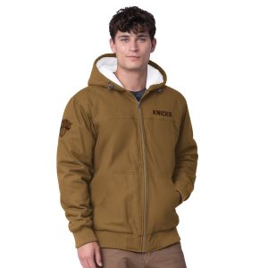 G III Sports by Carl Banks New York Knicks Tan Build Premium Up Heavy Duck Canvas Full Zip Hoodie