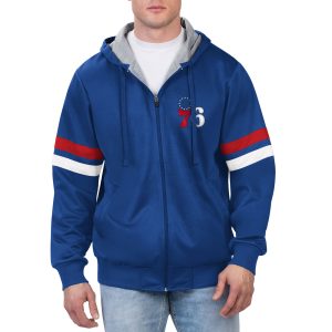 G Stylish III Sports by Carl Banks Philadelphia 76ers Royal Contender Full Zip Hoodie Jacket