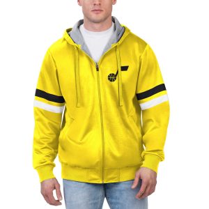 G III Trendy Sports by Carl Banks Utah Jazz Yellow Contender Full Zip Hoodie Jacket