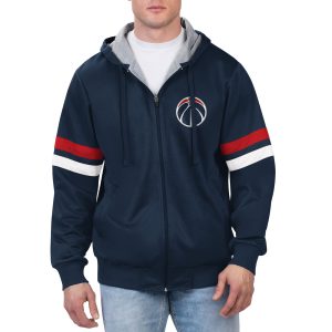 G III Sports by Carl Banks Chic Washington Wizards Navy Contender Full Zip Hoodie Jacket