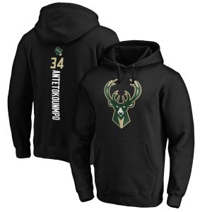 Giannis Antetokounmpo Milwaukee Bucks Elegant Black Playmaker Name & Number Pullover Hoodie