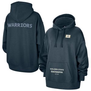 Golden State Warriors Jordan Brand Women's Navy Courtside Statement Edition Unique Oversize Pullover Hoodie