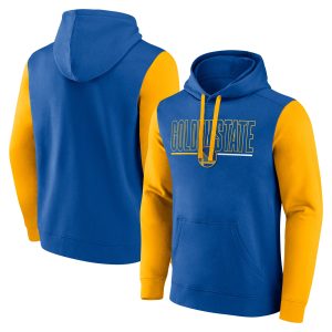 Golden State Warriors Royal Outline Unique Colorblock Pullover Hoodie