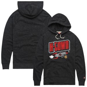 Homage Houston Rockets Unisex Heather Black Hometown Edition Tri Blend Raglan Pullover Hoodie Stylish