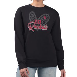 Houston Rockets Eye - catching G III 4Her by Carl Banks Black Women's GIII 4 Her Leopard Heart graphic Fleece Crewneck sweatshirt