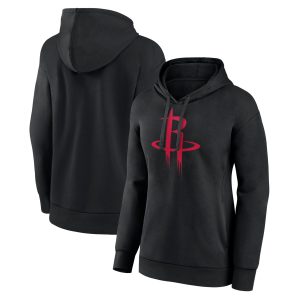 Houston Rockets Women's Black Primary Logo Pullover Trendy Hoodie