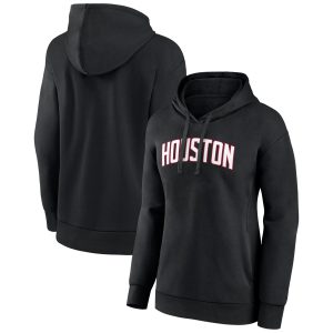 Houston Rockets Women's Elegant Black Wordmark Alt Pullover Hoodie