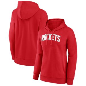 Houston Rockets Trendy Women's Red Wordmark Alt Pullover Hoodie