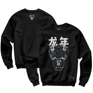 Hyperfly Brooklyn Nets Unisex Heather Black Year of the Dragon Chic Lunar New Year Collection Pullover Sweatshirt
