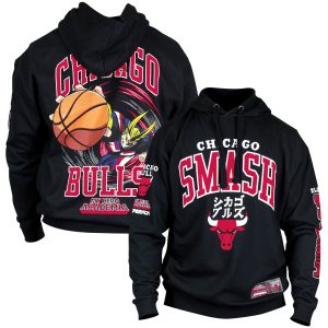 Hyperfly Chicago Bulls Unisex Black NBA x My Hero Academia All Might Smash Elegant Pullover Hoodie