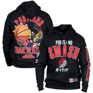 Hyperfly Portland Trail Blazers Unisex Black NBA x My Hero Academia All Might Premium Smash Pullover Hoodie