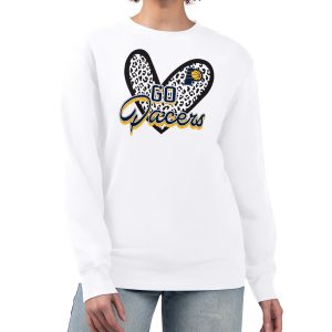 Indiana Pacers G III 4Her by Carl Banks Unique White Women's GIII 4 Her Leopard Heart graphic Fleece Crewneck sweatshirt