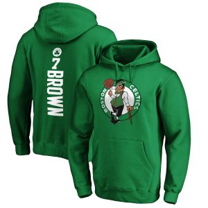 Jaylen Brown Boston Celtics Kelly Green Playmaker Name & Chic Number Pullover Hoodie