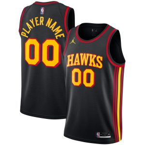Jordan Brand Atlanta Hawks Black Swingman Custom Jersey Statement Eye - catching Edition