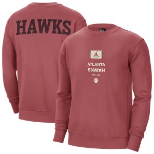 Jordan Brand Atlanta Hawks Red Courtside Statement Edition Trendy Heavyweight Pullover Sweatshirt