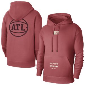 Jordan Brand Atlanta Hawks Red Courtside Statement Eye - catching Edition Pullover Hoodie