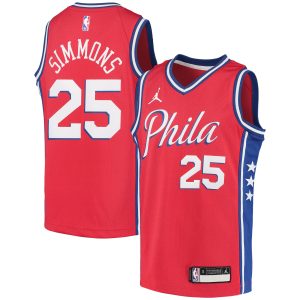Jordan Brand Ben Simmons Philadelphia 76ers Youth Red 2020/21 Fabulous Swingman Player Jersey Statement Edition