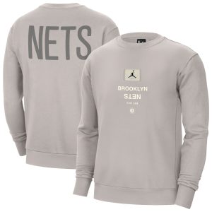 Jordan Brand Brooklyn Nets Stone Courtside Statement Edition Heavyweight Pullover Fabulous Sweatshirt