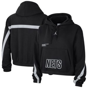 Jordan Brand Brooklyn Nets Women's Trendy Black Courtside Statement Edition Pullover Hoodie