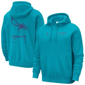 Jordan Brand Charlotte Stylish Hornets Teal Courtside Club Pullover Hoodie