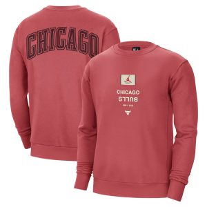 Jordan Eye - catching Brand Chicago Bulls Red Courtside Statement Edition Heavyweight Pullover Sweatshirt