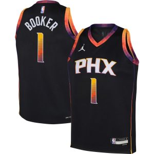 Jordan Brand Devin Booker Phoenix Suns Youth Black Swingman Jersey Premium Statement Edition