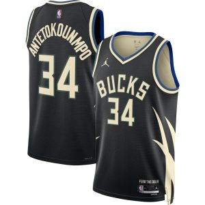 Jordan Brand Giannis Antetokounmpo Milwaukee Bucks Unisex Black Swingman Chic Jersey Statement Edition