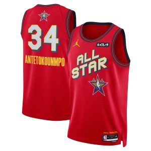 Jordan Brand Giannis Antetokounmpo Unisex Stylish Red 2025 NBA All Star Game Swingman Player Jersey