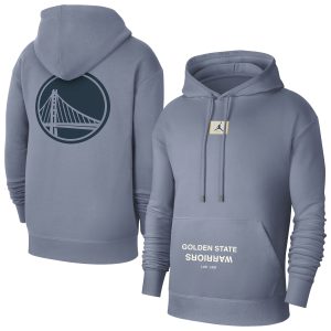 Jordan Brand Golden Eye - catching State Warriors Gray Courtside Statement Edition Pullover Hoodie