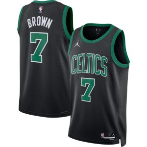 Jordan Brand Jaylen Brown Trendy Boston Celtics Unisex Black Swingman Jersey Statement Edition