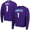Jordan Brand LaMelo Ball Charlotte Hornets Purple Statement Name & Number Pullover Sweatshirt Premium