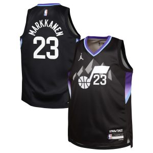 Jordan Brand Lauri Markkanen Elegant Utah Jazz Youth Black Swingman Jersey Statement Edition