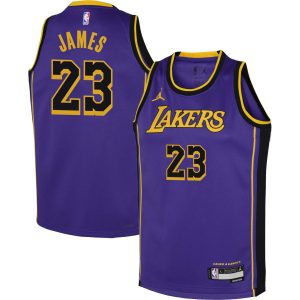 Jordan Brand LeBron Unique James Los Angeles Lakers Youth Purple Swingman Jersey Statement Edition