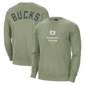 Jordan Gorgeous Brand Milwaukee Bucks Green Courtside Statement Edition Heavyweight Pullover Sweatshirt