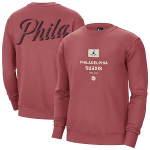 Jordan Brand Philadelphia 76ers Red Gorgeous Courtside Statement Edition Heavyweight Pullover Sweatshirt