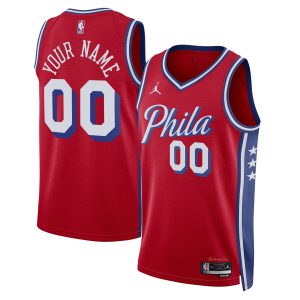 Jordan Brand Premium Philadelphia 76ers Unisex Red 2022/23 Swingman Custom Jersey Statement Edition