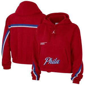 Jordan Brand Philadelphia Gorgeous 76ers Women's Red Courtside Statement Edition Pullover Hoodie
